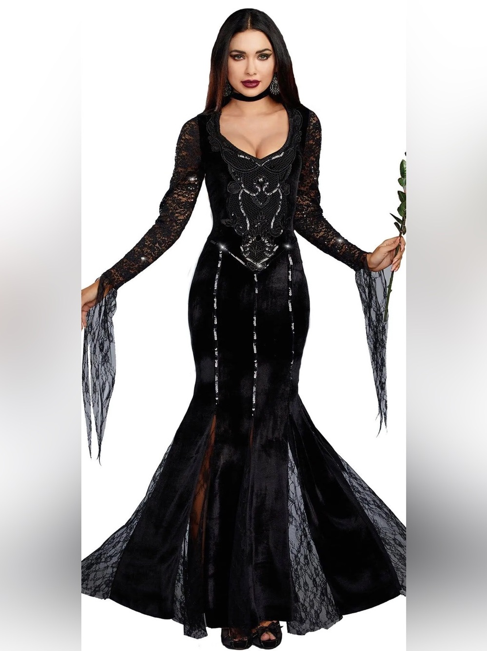 Dreamgirl Black Lace Mermaid Evening Gown